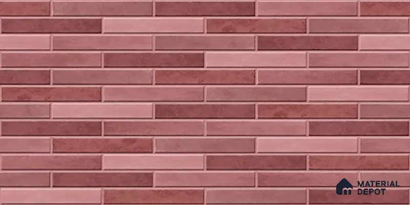 Stacked Stone Wall Tile TL 06562 Bangkok Pink 2 ft x 1 ft Ceramic Glossy Finish - 8 mm | Suitable for Living Room, Kitchen & Bathroom
