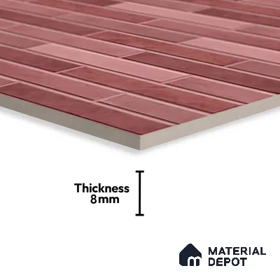 Stacked Stone Wall Tile TL 06562 Bangkok Pink 2 ft x 1 ft Ceramic Glossy Finish - 8 mm | Suitable for Living Room, Kitchen & Bathroom