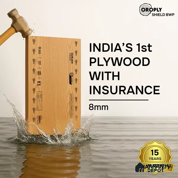 Oroply PL 00055 8 x 4 ft Shield BWP Grade | IS 303 BWP Certified Plywood - 8 mm | Warranty - 15 Years