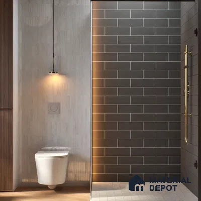 Subway Wall Tile TL 04968 C El Cielo Plain Noir Marmount 12 x 4 inch Ceramic Matte Finish - 7.5 mm | Suitable for Highlighter Walls, Foyer, Bathroom, Kitchen Wall & Backsplashes (Sample)