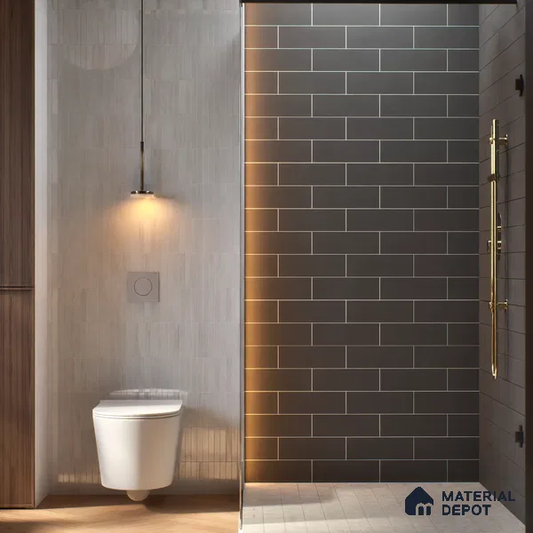 Subway Wall Tile TL 04968 C El Cielo Plain Noir Marmount 12 x 4 inch Ceramic Matte Finish - 7.5 mm | Suitable for Highlighter Walls, Foyer, Bathroom, Kitchen Wall & Backsplashes (Sample)