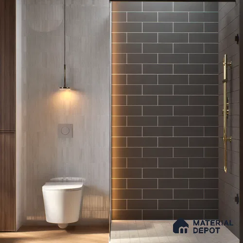 Subway Wall Tile TL 04968 C El Cielo Plain Noir Marmount 12 x 4 inch Ceramic Matte Finish - 7.5 mm | Suitable for Highlighter Walls, Foyer, Bathroom, Kitchen Wall & Backsplashes