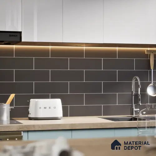 Subway Wall Tile TL 04968 C El Cielo Plain Noir Marmount 12 x 4 inch Ceramic Matte Finish - 7.5 mm | Suitable for Highlighter Walls, Foyer, Bathroom, Kitchen Wall & Backsplashes