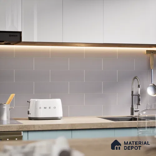 Subway Wall Tile TL 04968 F El Cielo Plain Grey Nashville 12 x 4 inch Ceramic Matte Finish - 7.5 mm | Suitable for Highlighter Walls, Foyer, Bathroom, Kitchen Wall & Backsplashes