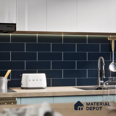Subway Wall Tile TL 04968 G El Cielo Plain Deep Blue Lagoon 12 x 4 inch Ceramic Matte Finish - 7.5 mm | Suitable for Highlighter Walls, Foyer, Bathroom, Kitchen Wall & Backsplashes (Sample)