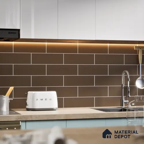 Subway Wall Tile TL 04968 H El Cielo Plain Canery Shadow Tan 12 x 4 inch Ceramic Matte Finish - 7.5 mm | Suitable for Highlighter Walls, Foyer, Bathroom, Kitchen Wall & Backsplashes