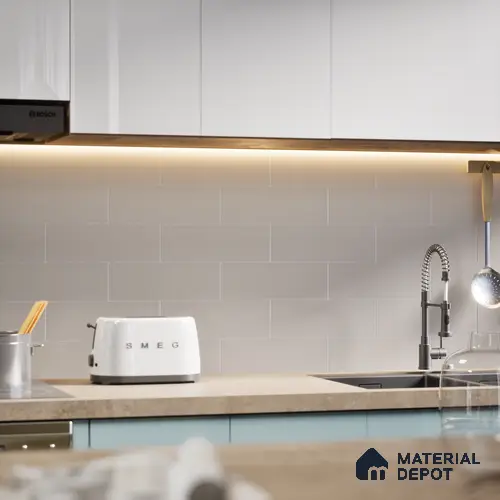 Subway Wall Tile TL 04968 I El Cielo Plain Mesa Light Grey 12 x 4 inch Ceramic Matte Finish - 7.5 mm | Suitable for Highlighter Walls, Foyer, Bathroom, Kitchen Wall & Backsplashes