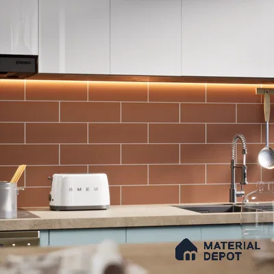 Subway Wall Tile TL 04968 J El Cielo Plain Spiced Chestnut 12 x 4 inch Ceramic Matte Finish - 7.5 mm | Suitable for Highlighter Walls, Foyer, Bathroom, Kitchen Wall & Backsplashes (Sample)