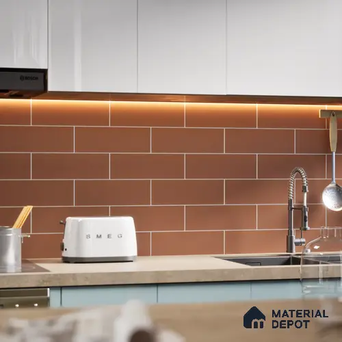 Subway Wall Tile TL 04968 J El Cielo Plain Spiced Chestnut 12 x 4 inch Ceramic Matte Finish - 7.5 mm | Suitable for Highlighter Walls, Foyer, Bathroom, Kitchen Wall & Backsplashes