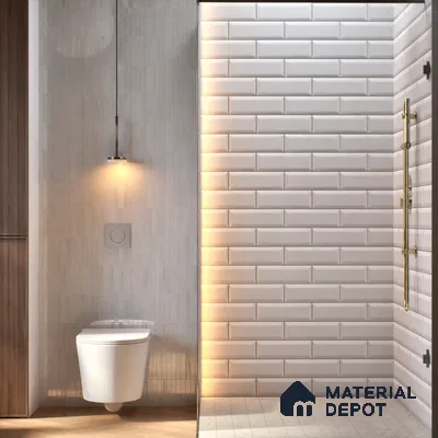 Subway Wall Tile TL 04968 L El Cielo Bevelled White Mistix 12 x 4 inch Ceramic Matte Finish - 7.5 mm | Suitable for Highlighter Walls, Foyer, Bathroom, Kitchen Wall & Backsplashes