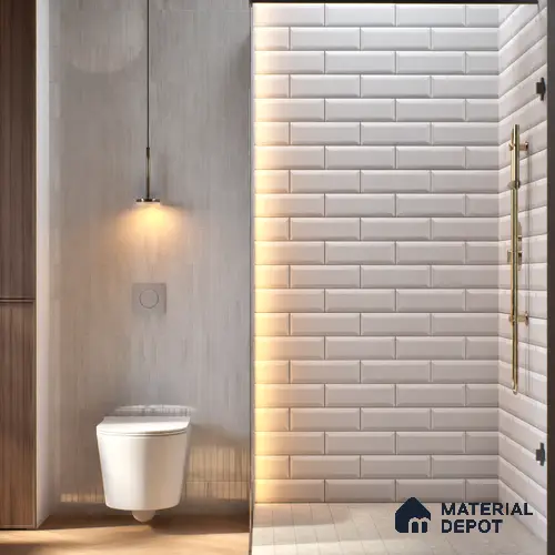 Subway Wall Tile TL 12564 B El Cielo Bevelled White Mistix 12 x 3 inch Ceramic Matte Finish - 7.5 mm | Suitable for Highlighter Walls, Foyer, Bathroom, Kitchen Wall & Backsplashes
