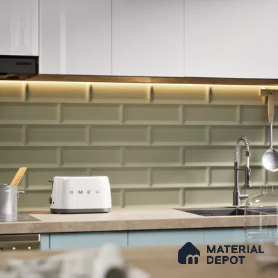 Subway Wall Tile TL 04968 N El Cielo Bevelled Grey Nashville 12 x 4 inch Ceramic Matte Finish - 7.5 mm | Suitable for Highlighter Walls, Foyer, Bathroom, Kitchen Wall & Backsplashes (Sample)