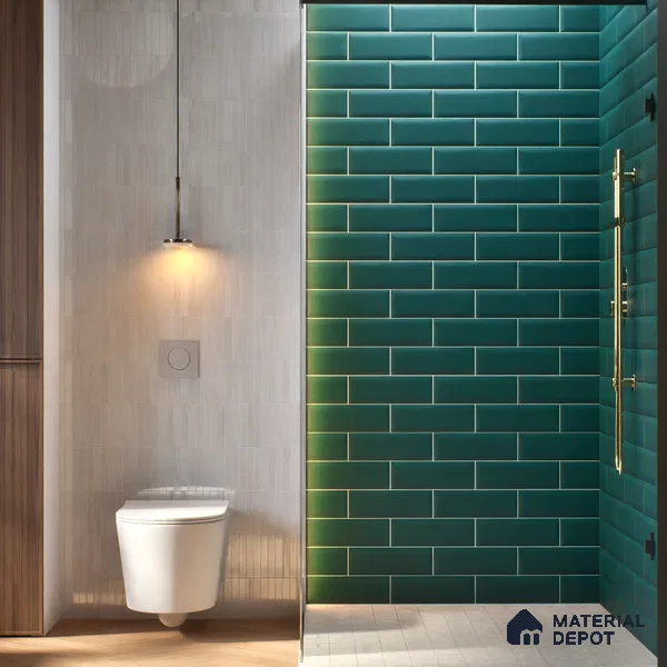 Subway Wall Tile TL 04968 O El Cielo Bevelled Dark Forest Green 12 x 4 inch Ceramic Matte Finish - 7.5 mm | Suitable for Highlighter Walls, Foyer, Bathroom, Kitchen Wall & Backsplashes (Sample)