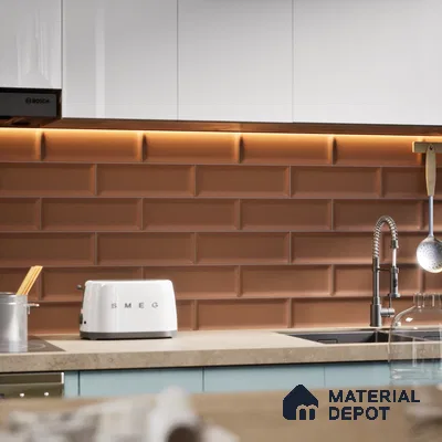 Subway Wall Tile TL 04968 P El Cielo Bevelled Spiced Chestnut 12 x 4 inch Ceramic Matte Finish - 7.5 mm | Suitable for Highlighter Walls, Foyer, Bathroom, Kitchen Wall & Backsplashes