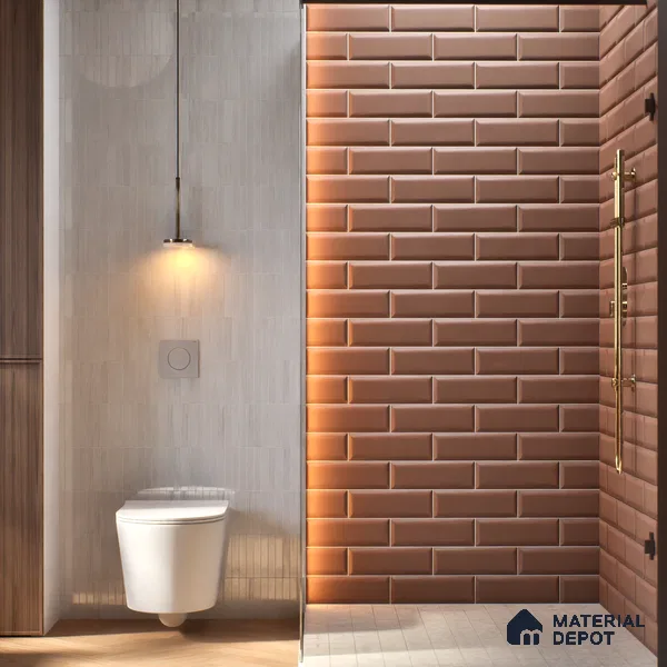 Subway Wall Tile TL 04968 P El Cielo Bevelled Spiced Chestnut 12 x 4 inch Ceramic Matte Finish - 7.5 mm | Suitable for Highlighter Walls, Foyer, Bathroom, Kitchen Wall & Backsplashes