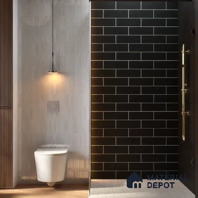 Subway Wall Tile TL 04968 El Cielo Plain Art Black 12 x 4 inch Ceramic Matte Finish - 7.5 mm | Suitable for Highlighter Walls, Foyer, Bathroom, Kitchen Wall & Backsplashes (Sample)