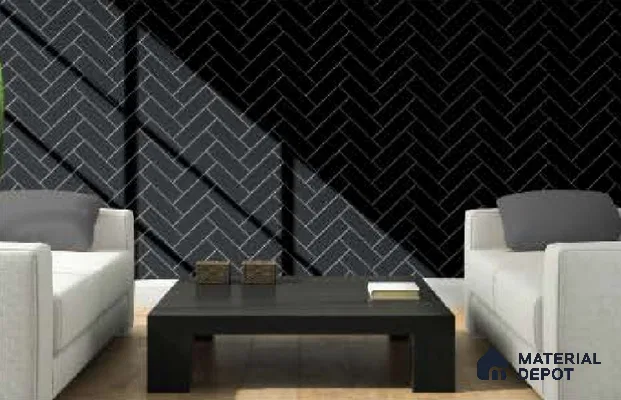 Subway Wall Tile TL 04968 El Cielo Plain Art Black 12 x 4 inch Ceramic Matte Finish - 7.5 mm | Suitable for Highlighter Walls, Foyer, Bathroom, Kitchen Wall & Backsplashes (Sample)