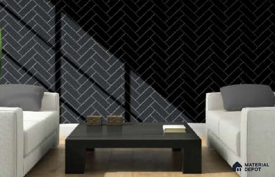 Subway Wall Tile TL 04968 El Cielo Plain Art Black 12 x 4 inch Ceramic Matte Finish - 7.5 mm | Suitable for Highlighter Walls, Foyer, Bathroom, Kitchen Wall & Backsplashes (Sample)
