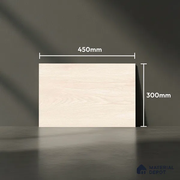 Wooden Wall Tile TL 01769 A Plain Cream 18 x 12 inch Glossy Finish Ceramic Tile - 7 mm