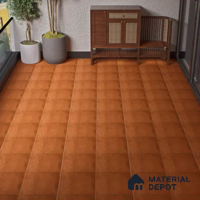 Stone Floor Tile TL 05343 B Strada Caramel Brown 16 inch x 16 inch Vitrified Punch Matte Finish - 12 mm | Suitable for Parking, Balcony, Courtyard, Patio, Terrace | Pattern Alignment May Vary | 2-3 mm Spacer is Mandatory