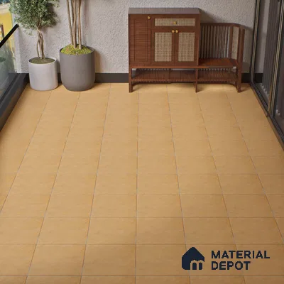 Stone Floor Tile TL 05343 Strada Caramel Beige 16 inch x 16 inch Vitrified Punch Matte Finish - 12 mm | Suitable for Parking, Balcony, Courtyard, Patio, Terrace | Pattern Alignment May Vary | 2-3 mm Spacer is Mandatory