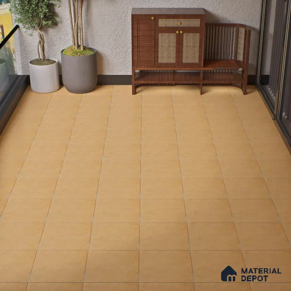 Stone Floor Tile TL 05343 Strada Caramel Beige 16 inch x 16 inch Vitrified Punch Matte Finish - 12 mm | Suitable for Parking, Balcony, Courtyard, Patio, Terrace | Pattern Alignment May Vary | 2-3 mm Spacer is Mandatory