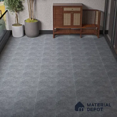 Stone Floor Tile TL 05344 Strada Garnier Gris 16 inch x 16 inch Vitrified Plain Matte Finish - 12 mm | Suitable for Parking, Balcony, Courtyard, Patio, Terrace | Pattern Alignment May Vary | 2-3 mm Spacer is Mandatory (Sample)