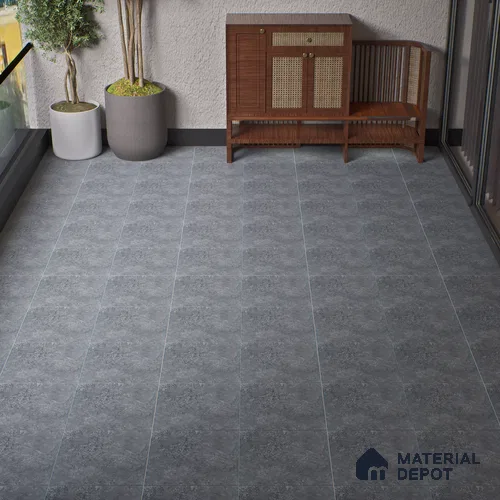 Stone Floor Tile TL 05344 Strada Garnier Gris 16 inch x 16 inch Vitrified Plain Matte Finish - 12 mm | Suitable for Parking, Balcony, Courtyard, Patio, Terrace | Pattern Alignment May Vary | 2-3 mm Spacer is Mandatory