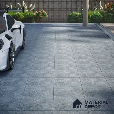 Stone Floor Tile TL 05344 Strada Garnier Gris 16 inch x 16 inch Vitrified Plain Matte Finish - 12 mm | Suitable for Parking, Balcony, Courtyard, Patio, Terrace | Pattern Alignment May Vary | 2-3 mm Spacer is Mandatory (Sample)