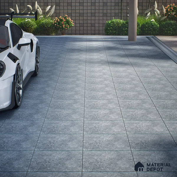 Stone Floor Tile TL 05344 Strada Garnier Gris 16 inch x 16 inch Vitrified Plain Matte Finish - 12 mm | Suitable for Parking, Balcony, Courtyard, Patio, Terrace | Pattern Alignment May Vary | 2-3 mm Spacer is Mandatory (Sample)