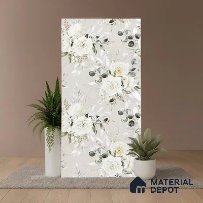 Floral Wall Tile TL 10572 B Pastel Crema Decor 4 ft x 2 ft Carving Matte Finish Vitrified Tile - 9 mm | 1 Random Face | Suitable For Living Room, Bedroom, Bathroom