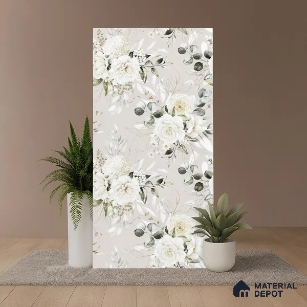 Floral Wall Tile TL 10572 B Pastel Crema Decor 4 ft x 2 ft Carving Matte Finish Vitrified Tile - 9 mm | 1 Random Face | Suitable For Living Room, Bedroom, Bathroom
