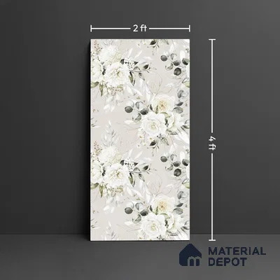 Floral Wall Tile TL 10572 B Pastel Crema Decor 4 ft x 2 ft Carving Matte Finish Vitrified Tile - 9 mm | 1 Random Face | Suitable For Living Room, Bedroom, Bathroom