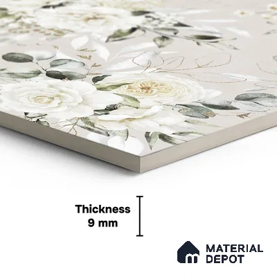 Floral Wall Tile TL 10572 B Pastel Crema Decor 4 ft x 2 ft Carving Matte Finish Vitrified Tile - 9 mm | 1 Random Face | Suitable For Living Room, Bedroom, Bathroom