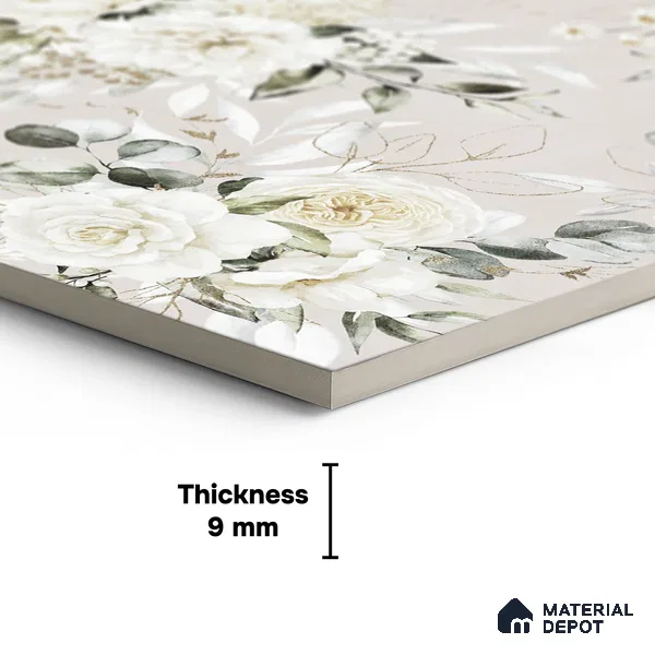 Floral Wall Tile TL 10572 B Pastel Crema Decor 4 ft x 2 ft Carving Matte Finish Vitrified Tile - 9 mm | 1 Random Face | Suitable For Living Room, Bedroom, Bathroom