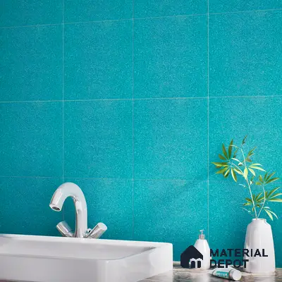 Stone Floor & Wall Tile TL 05446 E Jewel Aqua Teal 1 ft x 1 ft Ceramic Matte Finish - 7.5 mm | Suitable for Bathroom, Terrace & Balcony