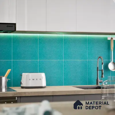 Stone Floor & Wall Tile TL 05446 E Jewel Aqua Teal 1 ft x 1 ft Ceramic Matte Finish - 7.5 mm | Suitable for Bathroom, Terrace & Balcony