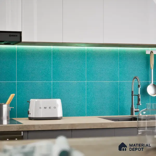 Stone Floor & Wall Tile TL 05446 E Jewel Aqua Teal 1 ft x 1 ft Ceramic Matte Finish - 7.5 mm | Suitable for Bathroom, Terrace & Balcony