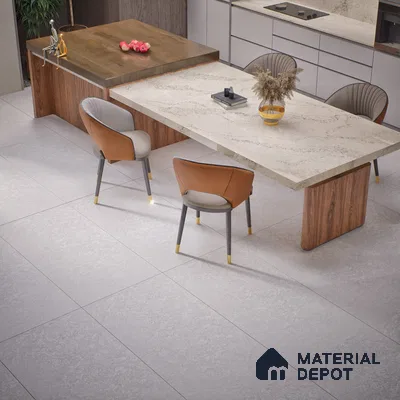Punch Floor & Wall Tile TL 06136 B Rock Lapatto Bianco 4 ft x 2 ft | Lappato Matte Finish Full Body Vitrified Tile - 9 mm | Ideal For Living Room, Bedroom, Bathroom, Kitchen (Sample)