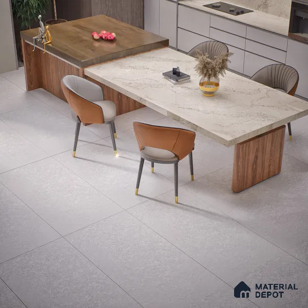 Punch Floor & Wall Tile TL 06136 B Rock Lapatto Bianco 4 ft x 2 ft | Lappato Matte Finish Full Body Vitrified Tile - 9 mm | Ideal For Living Room, Bedroom, Bathroom, Kitchen (Sample)