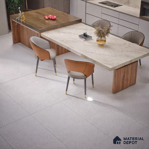 Punch Floor & Wall Tile TL 06136 C Rock Natural Bianco 4 ft x 2 ft | Rock Matte Finish Full Body Vitrified Tile - 9 mm | Ideal For Living Room, Bedroom, Bathroom, Kitchen (Sample)