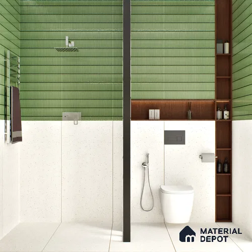 Terrazzo Floor & Wall Tile TL 06136 D S&P Bianco 4 ft x 2 ft Vitrified Matte Finish - 9 mm | Ideal For Living Room, Bedroom, Bathroom, Kitchen