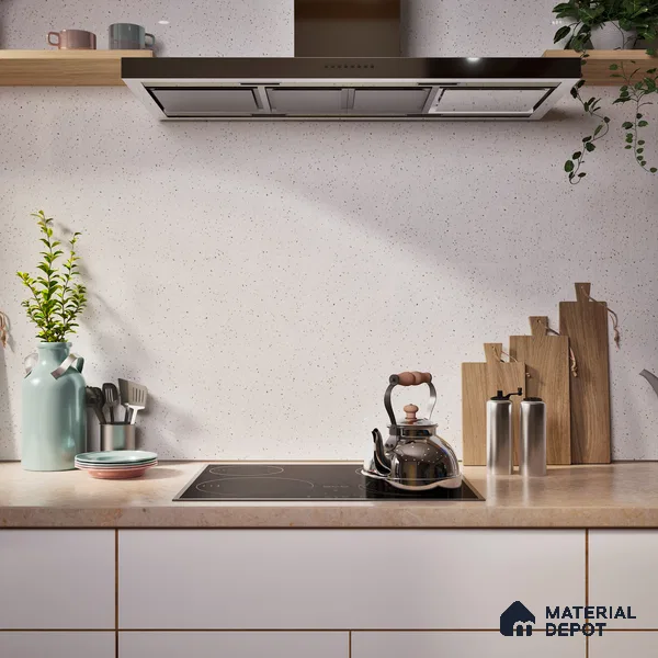 Terrazzo Floor & Wall Tile TL 06136 E S&P Bianco 4 ft x 2 ft Vitrified Glossy Finish - 9 mm | Ideal For Living Room, Bedroom, Bathroom, Kitchen (Sample)