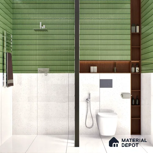 Terrazzo Floor & Wall Tile TL 06136 E S&P Bianco 4 ft x 2 ft Vitrified Glossy Finish - 9 mm | Ideal For Living Room, Bedroom, Bathroom, Kitchen