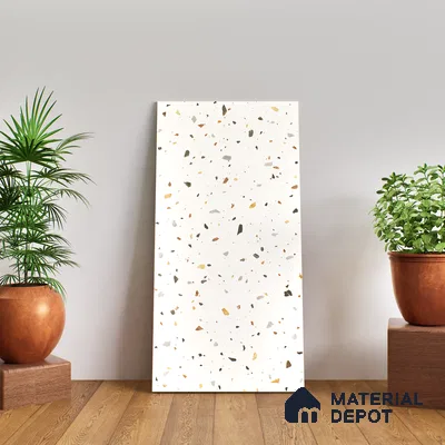 Terrazzo Floor & Wall Tile TL 06136 F Terrazzo Bianco 4 ft x 2 ft Full Body Vitrified Matte Finish - 9 mm | Ideal For Living Room, Bedroom, Bathroom, Kitchen (Sample)