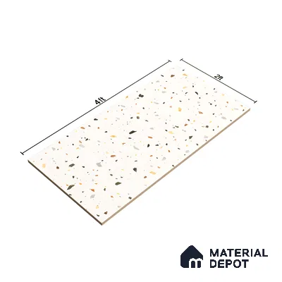 Terrazzo Floor & Wall Tile TL 06136 F Terrazzo Bianco 4 ft x 2 ft Full Body Vitrified Matte Finish - 9 mm | Ideal For Living Room, Bedroom, Bathroom, Kitchen (Sample)