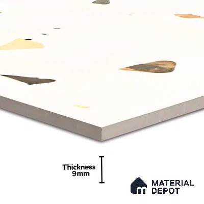 Terrazzo Floor & Wall Tile TL 06136 F Terrazzo Bianco 4 ft x 2 ft Full Body Vitrified Matte Finish - 9 mm | Ideal For Living Room, Bedroom, Bathroom, Kitchen (Sample)
