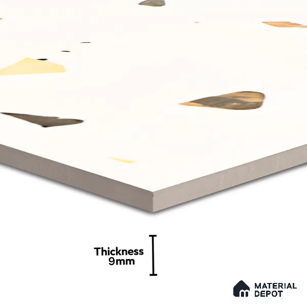 Terrazzo Floor & Wall Tile TL 06136 F Terrazzo Bianco 4 ft x 2 ft Full Body Vitrified Matte Finish - 9 mm | Ideal For Living Room, Bedroom, Bathroom, Kitchen (Sample)