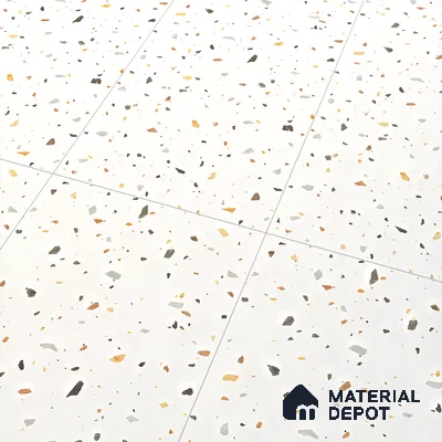 Terrazzo Floor & Wall Tile TL 06136 F Terrazzo Bianco 4 ft x 2 ft Full Body Vitrified Matte Finish - 9 mm | Ideal For Living Room, Bedroom, Bathroom, Kitchen (Sample)