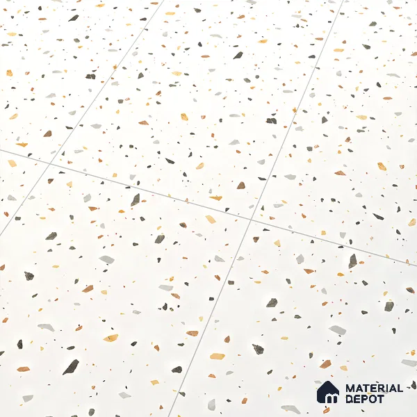 Terrazzo Floor & Wall Tile TL 06136 F Terrazzo Bianco 4 ft x 2 ft Full Body Vitrified Matte Finish - 9 mm | Ideal For Living Room, Bedroom, Bathroom, Kitchen (Sample)